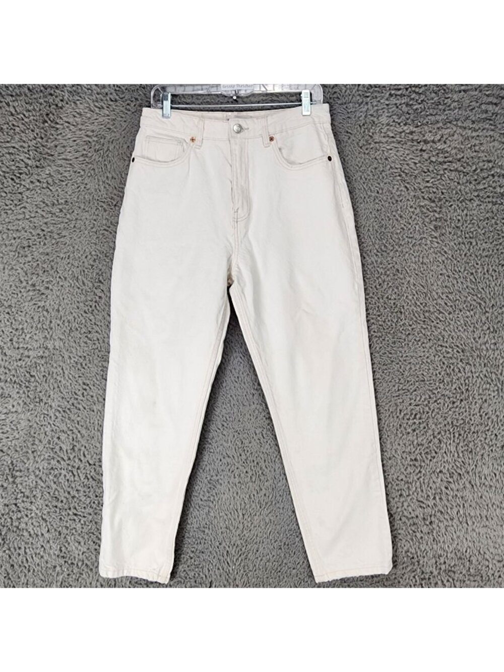 Zara Jeans Womens 8 White Cotton Denim High Rise Slim *Read*